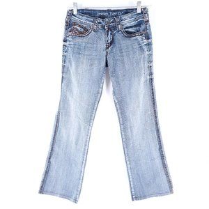 Cowgirl Tuff Women Jean Low Rise Sequin Blue Size 28x30